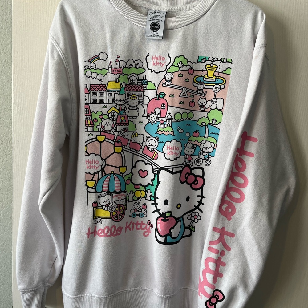 HELLO KITTY x SANRIO Carnival Lightweight Bioworld White Sweatshirt Medium